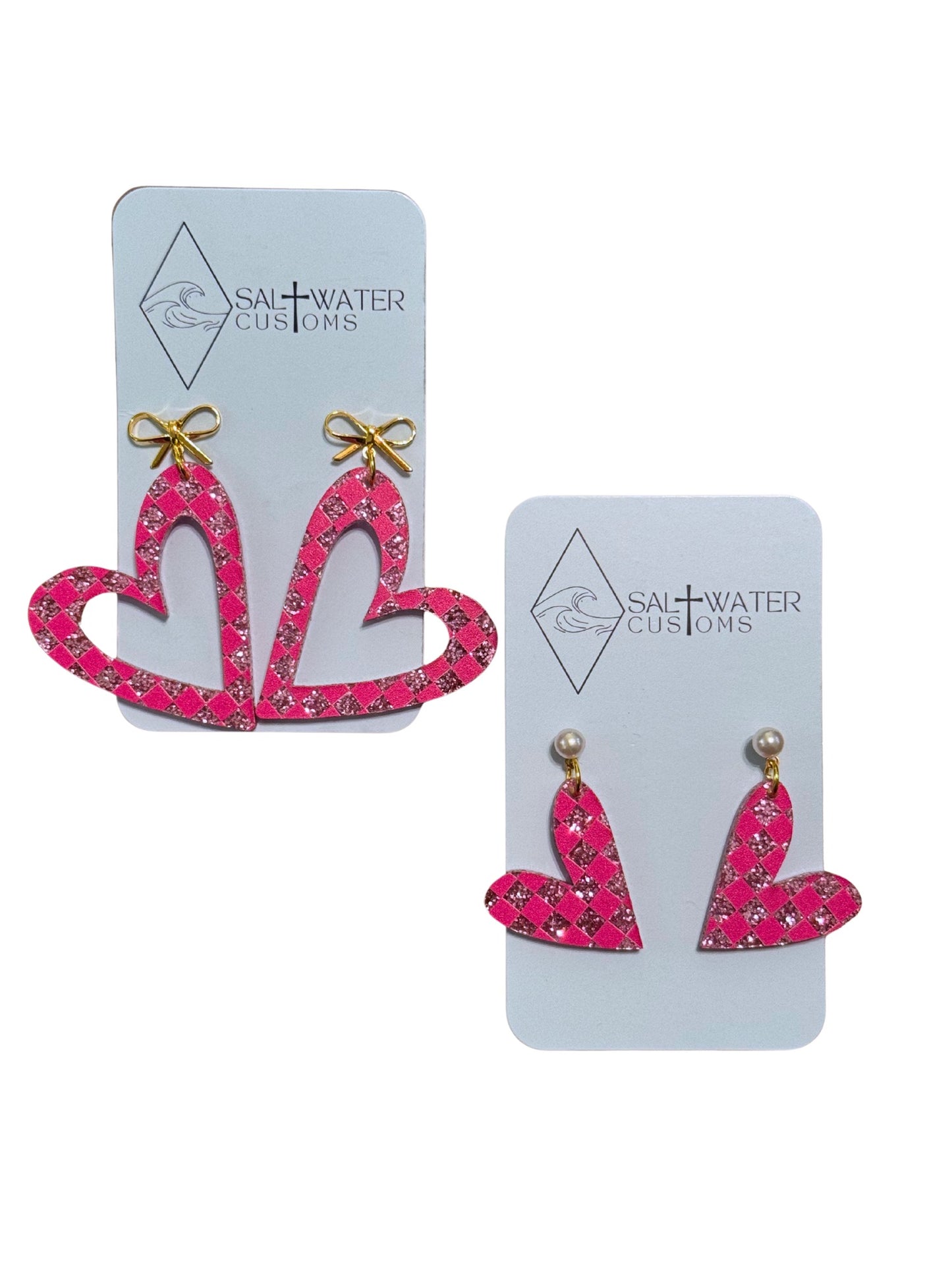 Checkered Heart Earrings